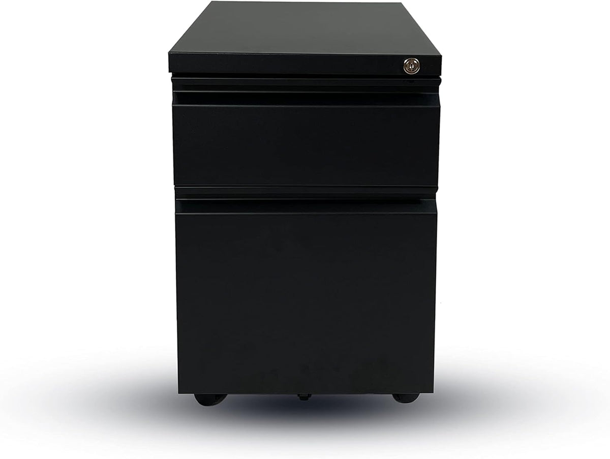 2 Drawer Mobile Vertical File Cabinet with Lock, Black Y13047