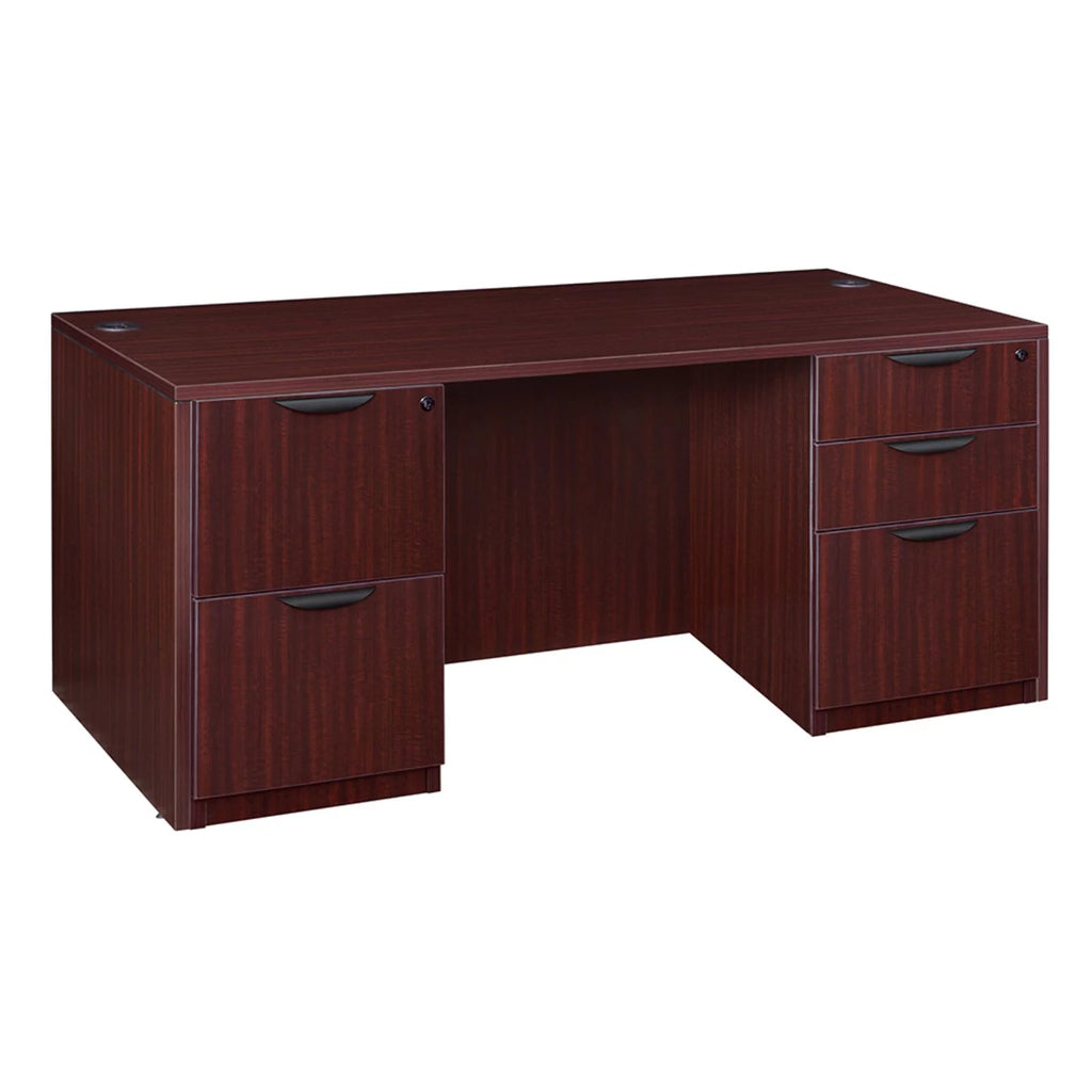 66 x 30 in. Cherry Office Desk with Double Full Pedestal C725