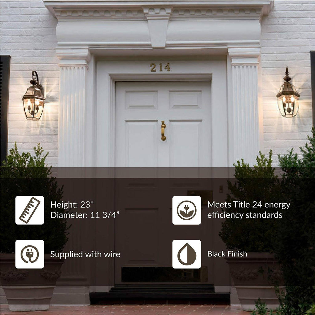 Black Three Light Outdoor Wall Lantern U133