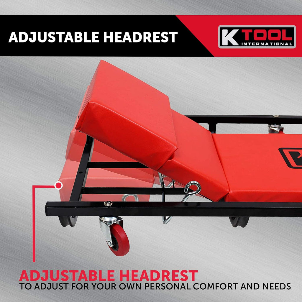 40 Metal Frame Creeper with Adjustable Headrest, 6 2 Oil Resistant Castors B902