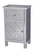 Antique White Wood Accent Cabinet with Beveled Glass Door P22735