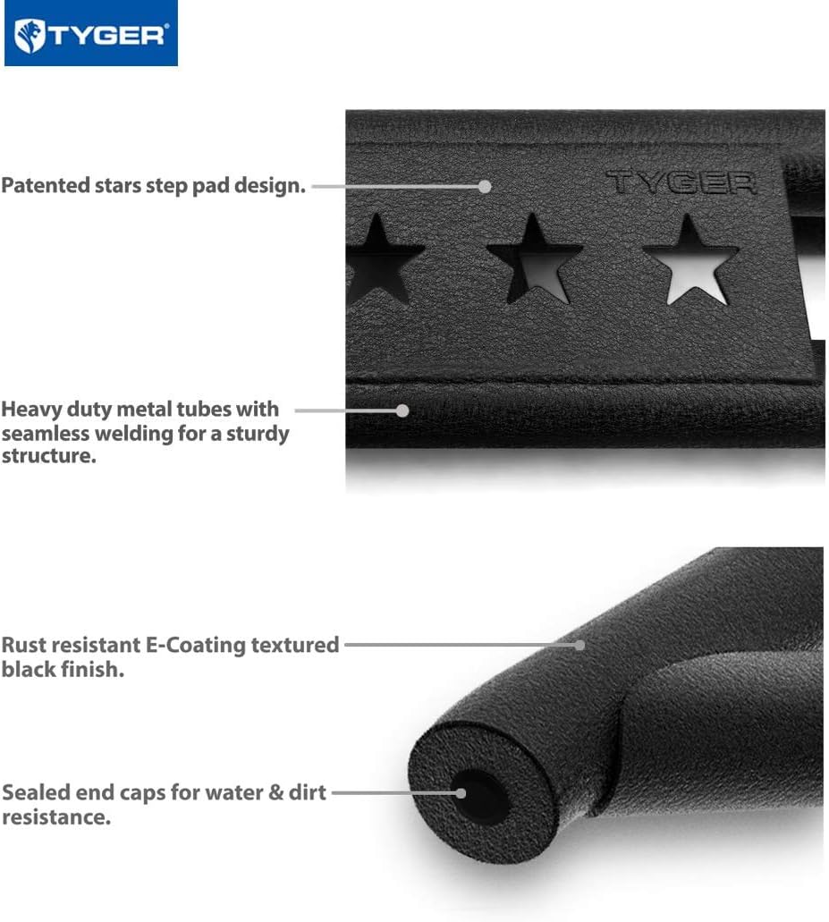 Textured Black Side Step Running Boards for Jeep Wrangler JK 4 Door I673849