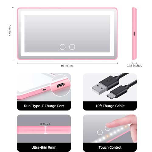 Rechargeable Clip-on Car Sun Visor Vanity Mirror with 3 Light Modes B98622