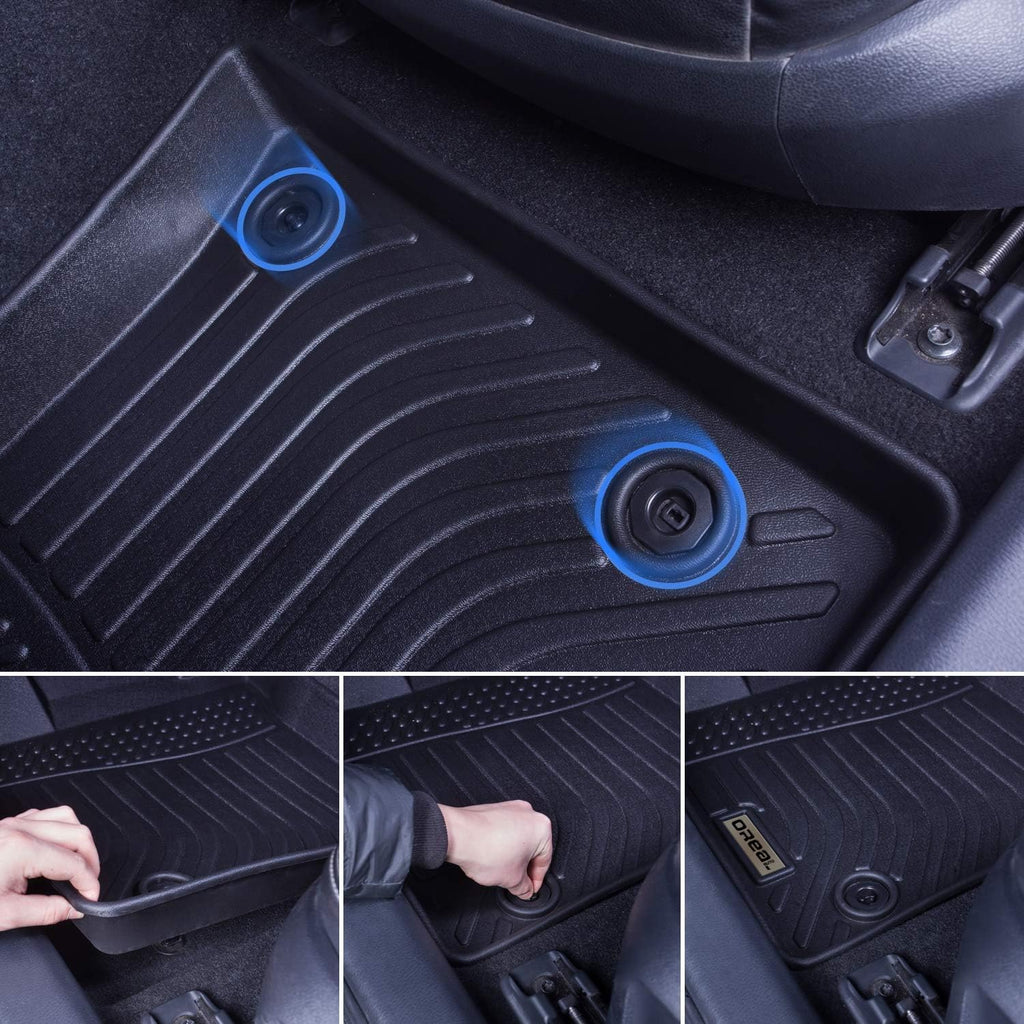 Black Floor Mats Liners Custom Fit Waterproof B2656