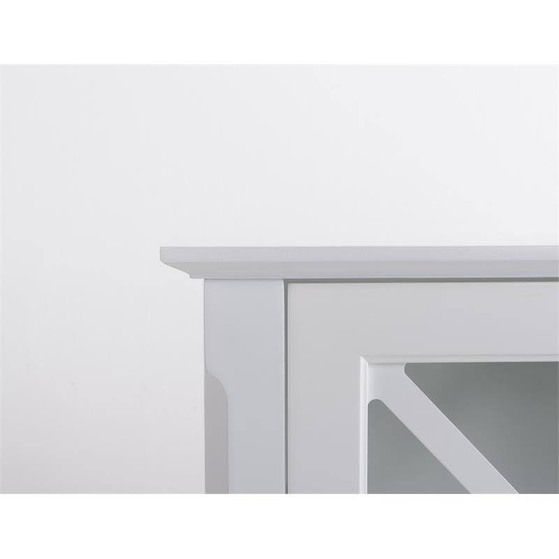 White Wood Accent Cabinet with Four Doors P1733