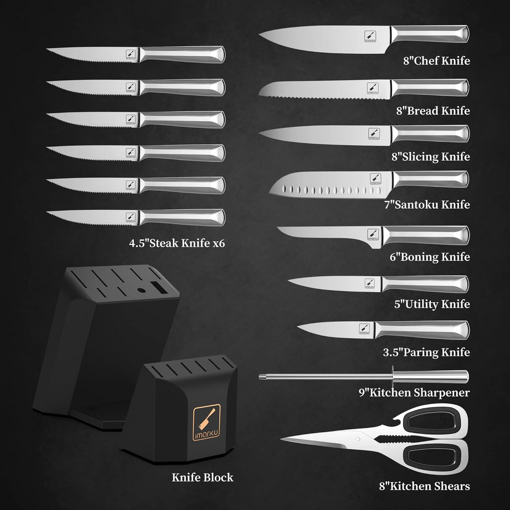 16 Pcs Stainless Steel Kitchen Knife Set with Block P9560