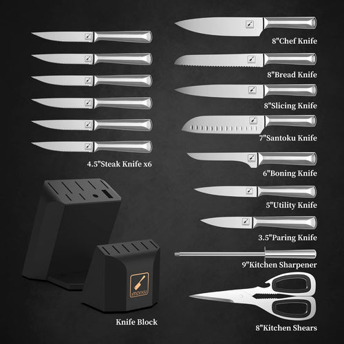 16 Pcs Stainless Steel Kitchen Knife Set with Block P9560