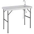 Folding Portable Fish Cleaning Cutting Table Camping Sink Faucet Silver V5883