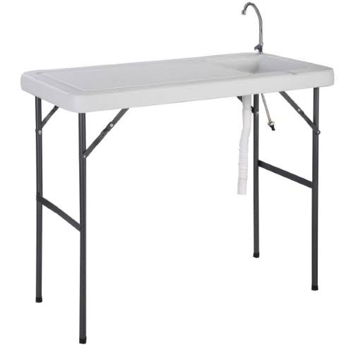 Folding Portable Fish Cleaning Cutting Table Camping Sink Faucet Silver V5883