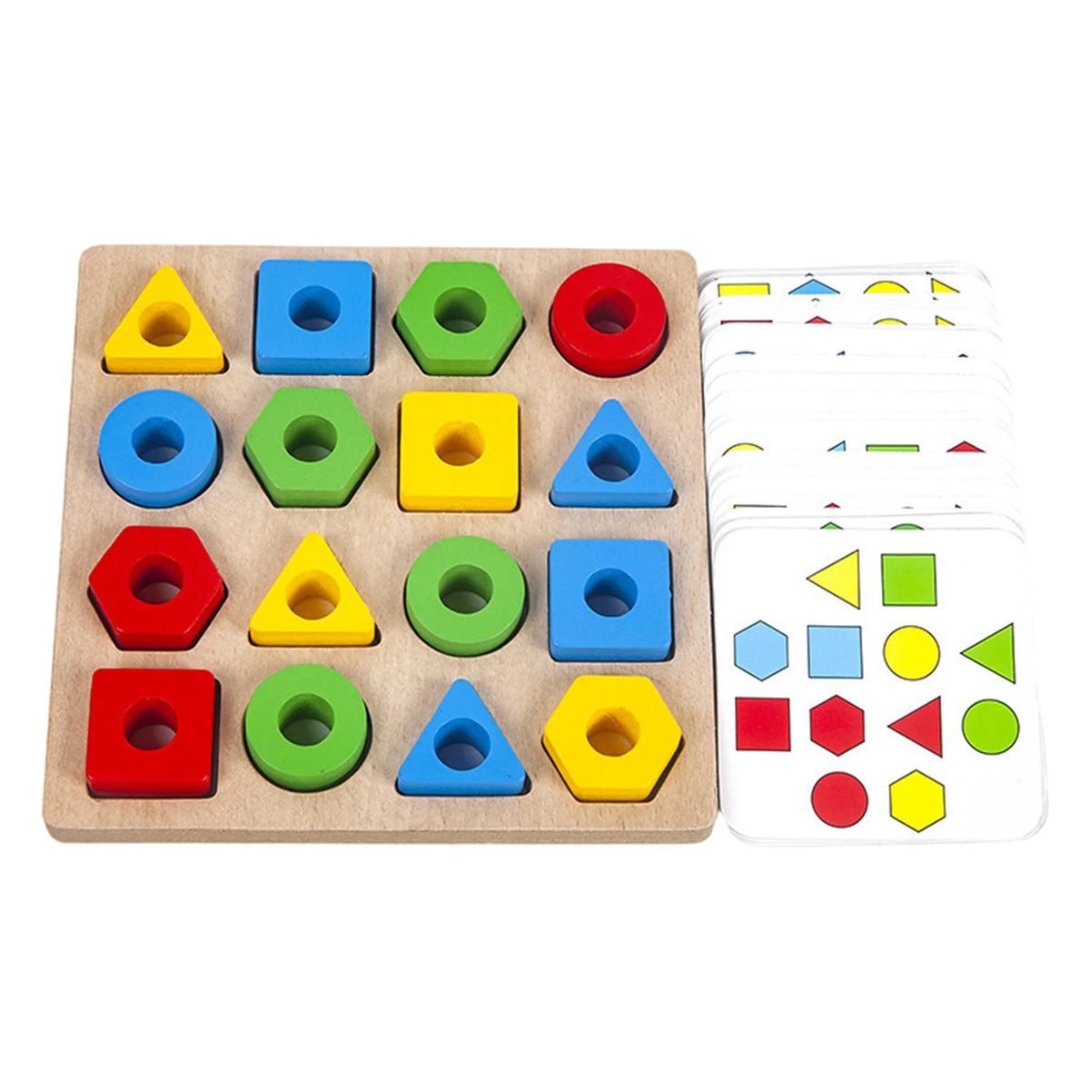 Wood Geometric Shape Matching Stacking Toys Educational Toys for Toddlers O9669