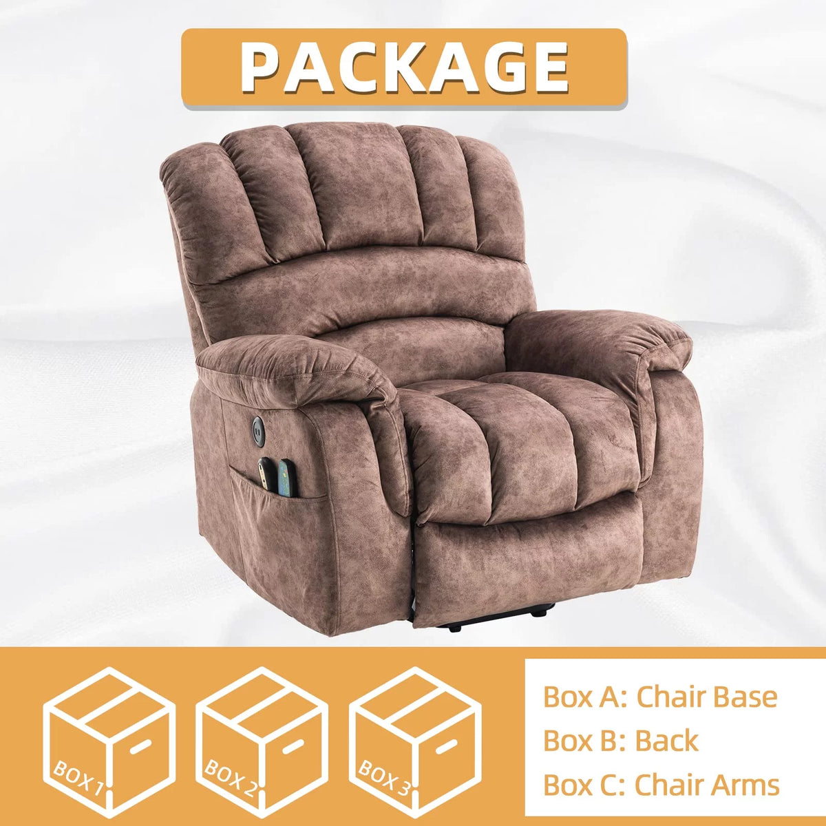 Large Power Lift Recliner with Massage and Heat X168