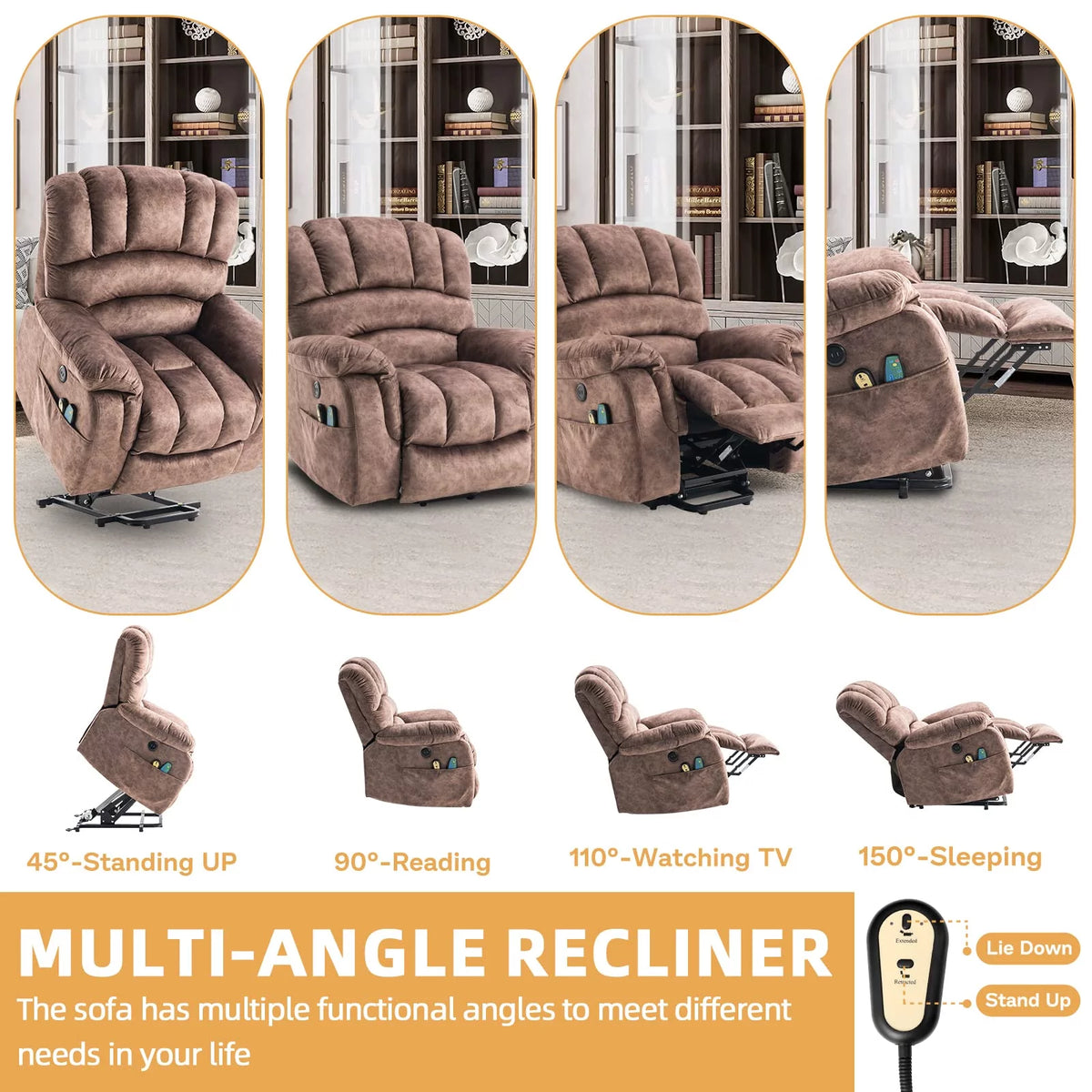 Large Power Lift Recliner with Massage and Heat X168