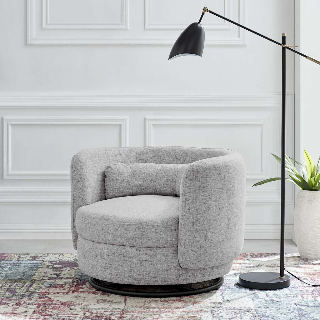Black Grey Fabric Swivel Accent Chair R299149