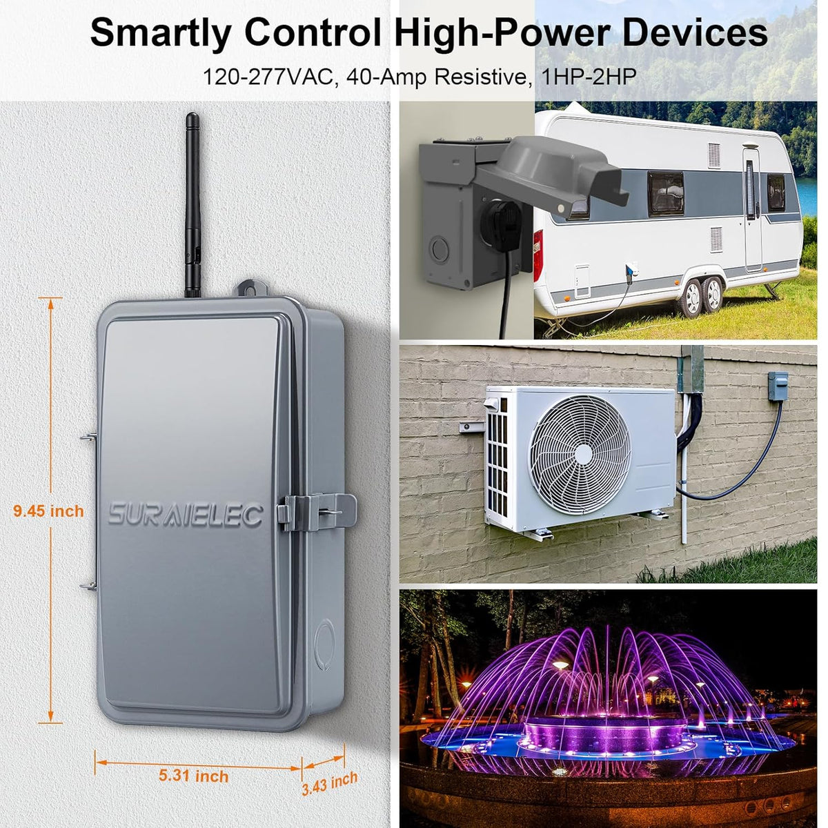 WiFi Smart Pool Timer, 40 AMP, Outdoor Heavy Duty Metal Casing J12574