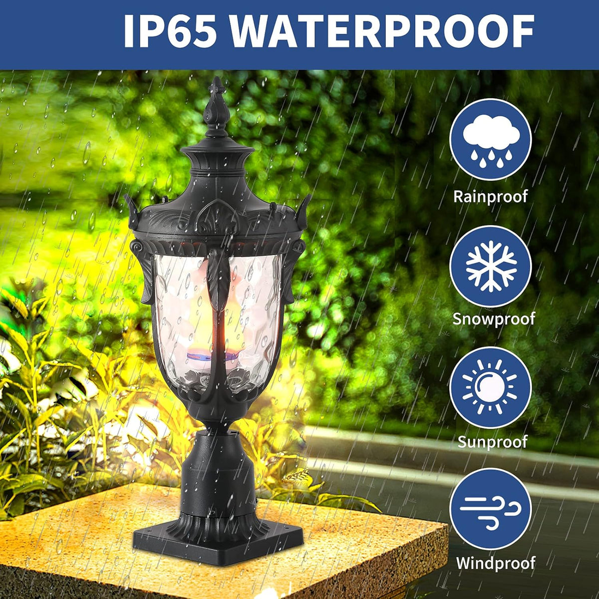 20.47H Cast Aluminum Outdoor Lamp Post Light Fixture with Pier Mount Adapter S27840