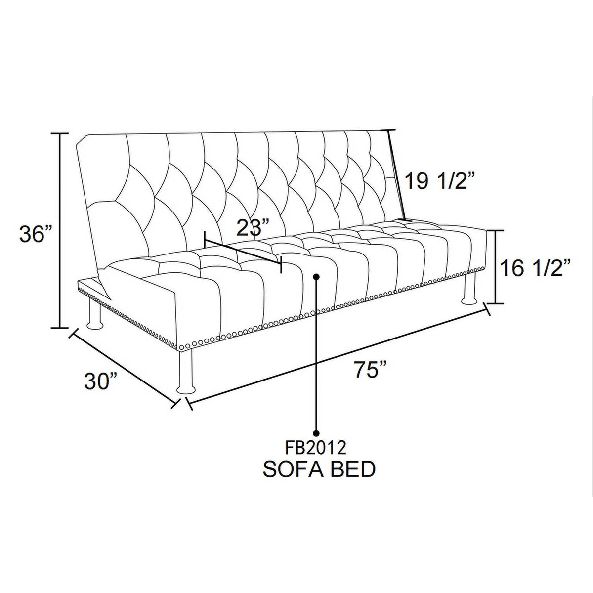 Convertible Folding Futon Sofa Bed 64" D18657
