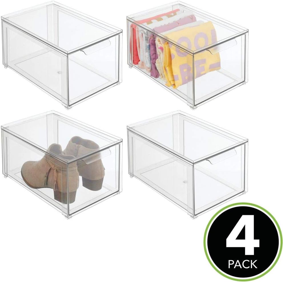 Clear 4 Pack Plastic Stackable Storage Drawer J754