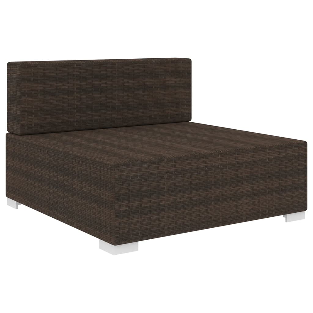 Brown Poly Rattan Sectional Middle Seat with Cushions I727291