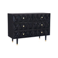 Black Geometric Patterned Six Drawer Dresser R885