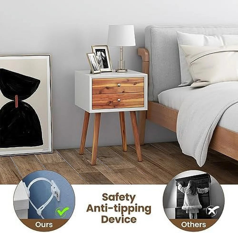 White 2 Drawer Wooden Nightstand Q909870