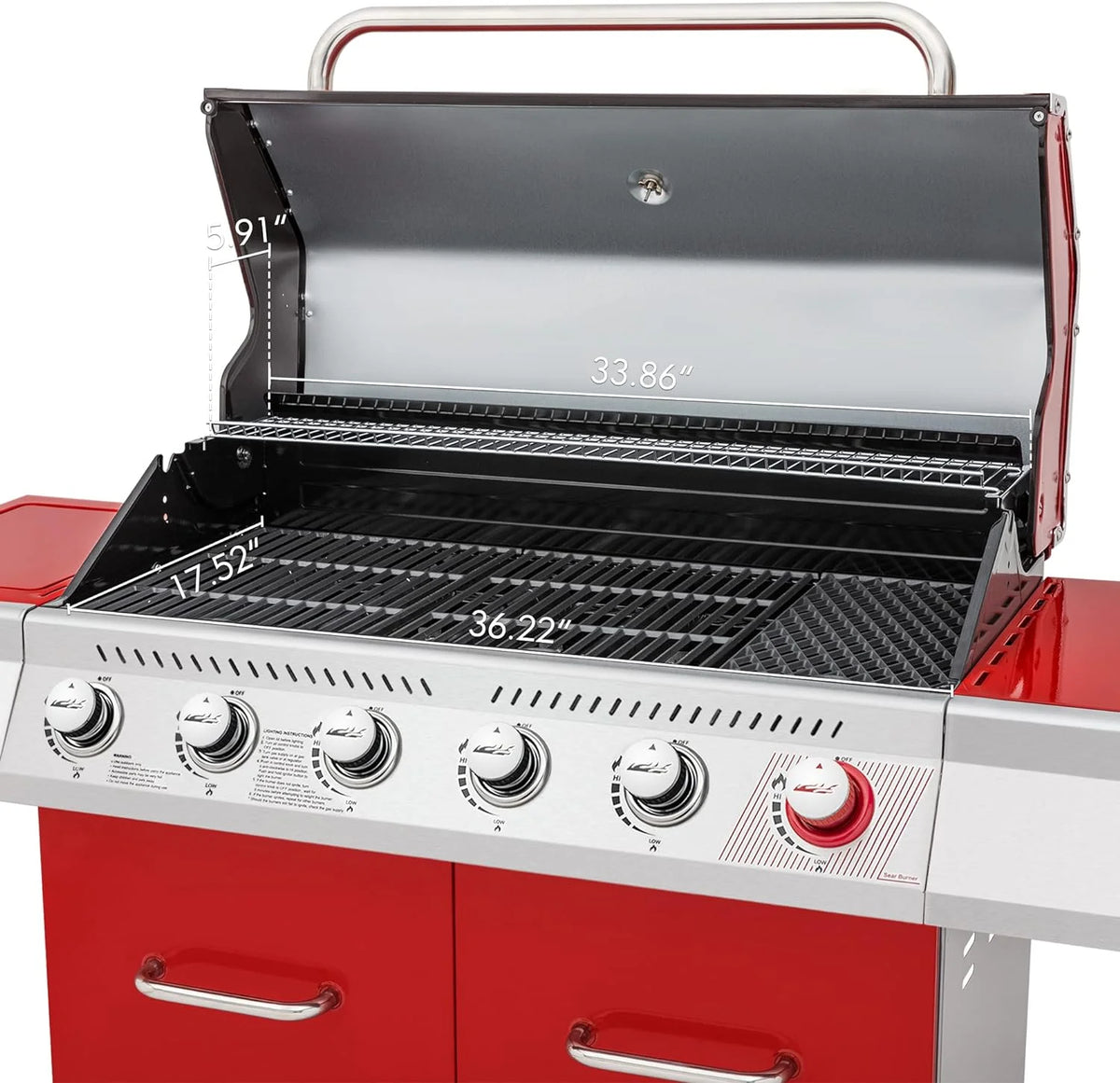 6-Burner Gas Grill with Sear Burner and Side Burner X4038