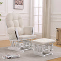 White Glider with Ottoman and Beige Cushions E288
