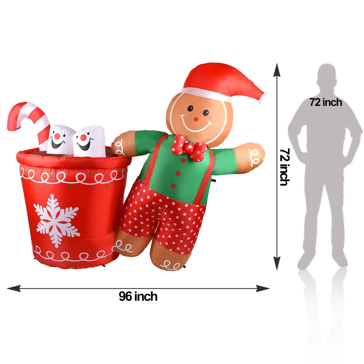 5.9ft Christmas Inflatable Gingerbread Man with LED Lights C193131