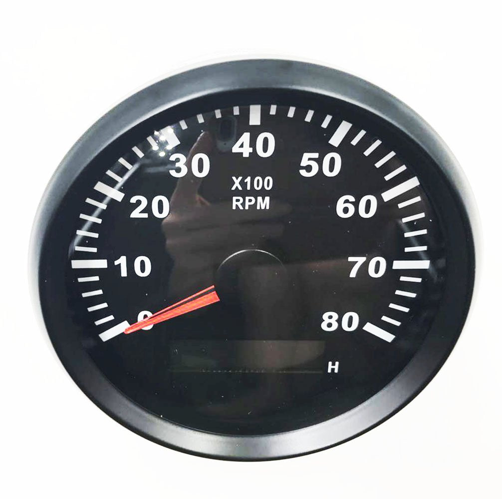 85mm Marine Tachometer Gauge with Hour Meter Waterproof 8000 RPM 12V 24V Pack of 2 O7988