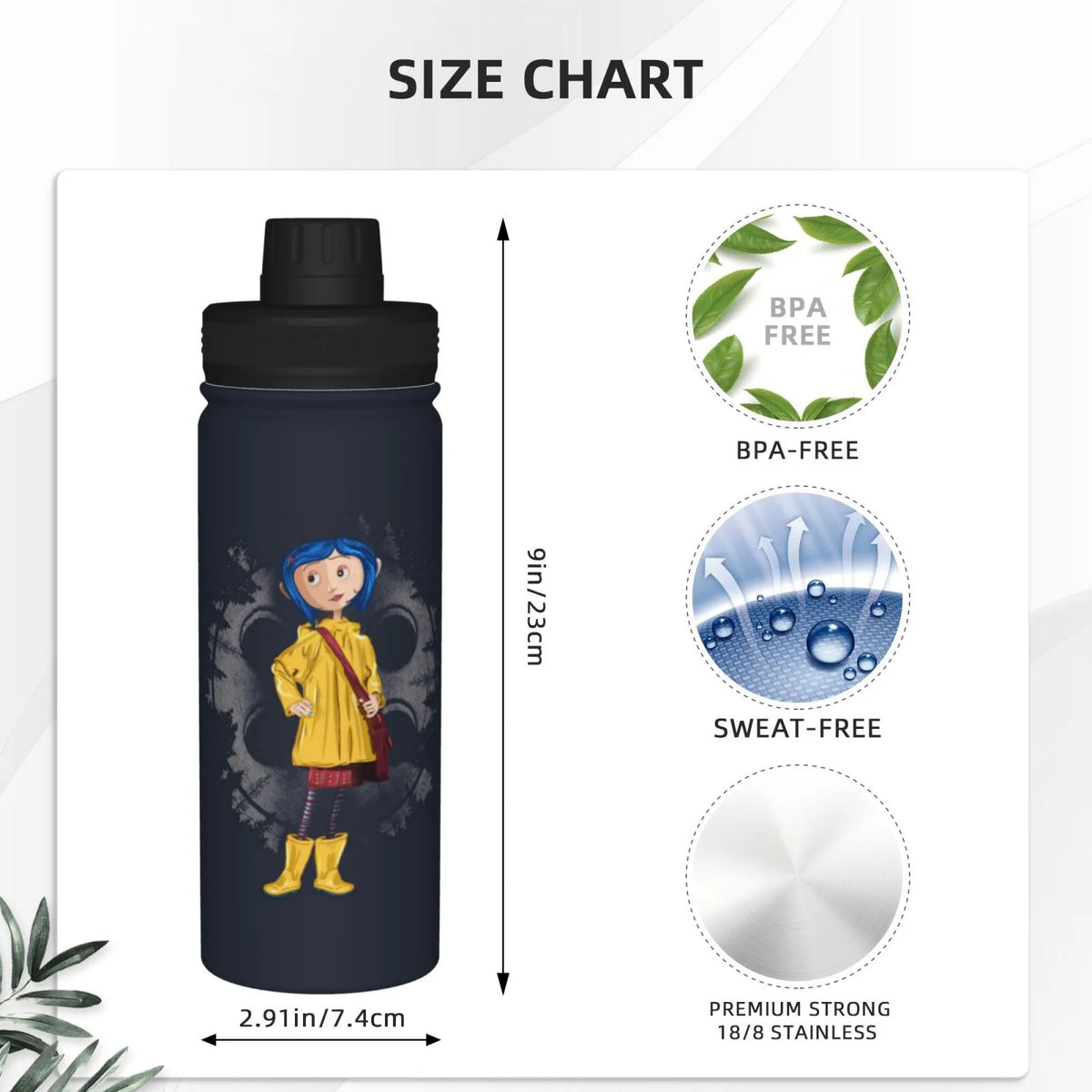18OZ Insulated Stainless Steel Water Bottle Q904631