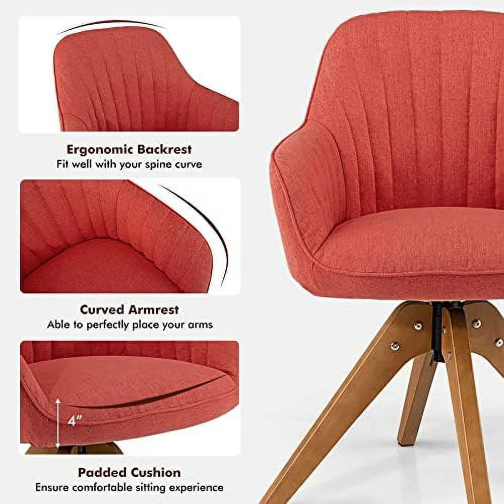 Mid Century Linen Fabric Swivel Desk Chair K16557