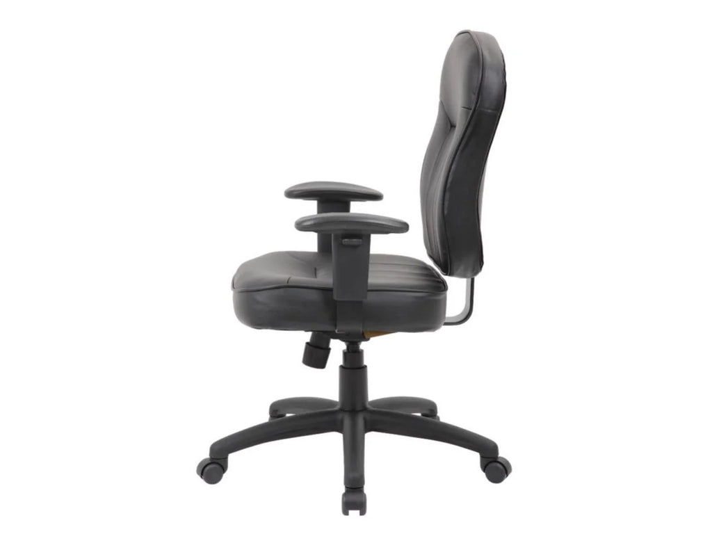 Black Leather Task Chair with Adjustable Arms B240432
