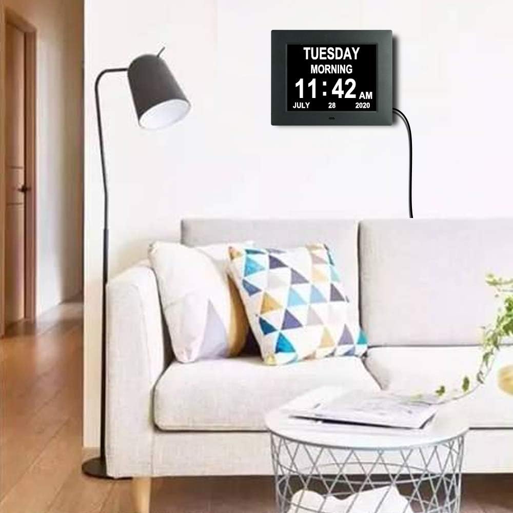 7.5 Inch Extra Large Calendar Day Date Time Clock with Non-Abbreviated Day Month E935853