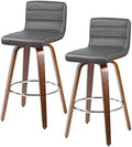 Black PU Leather Swivel Counter Height Stool with Back L9028