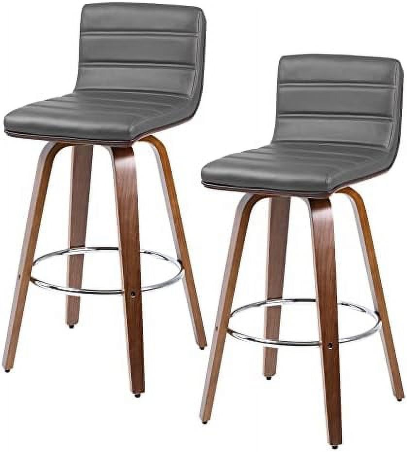 Black PU Leather Swivel Counter Height Stool with Back L9028