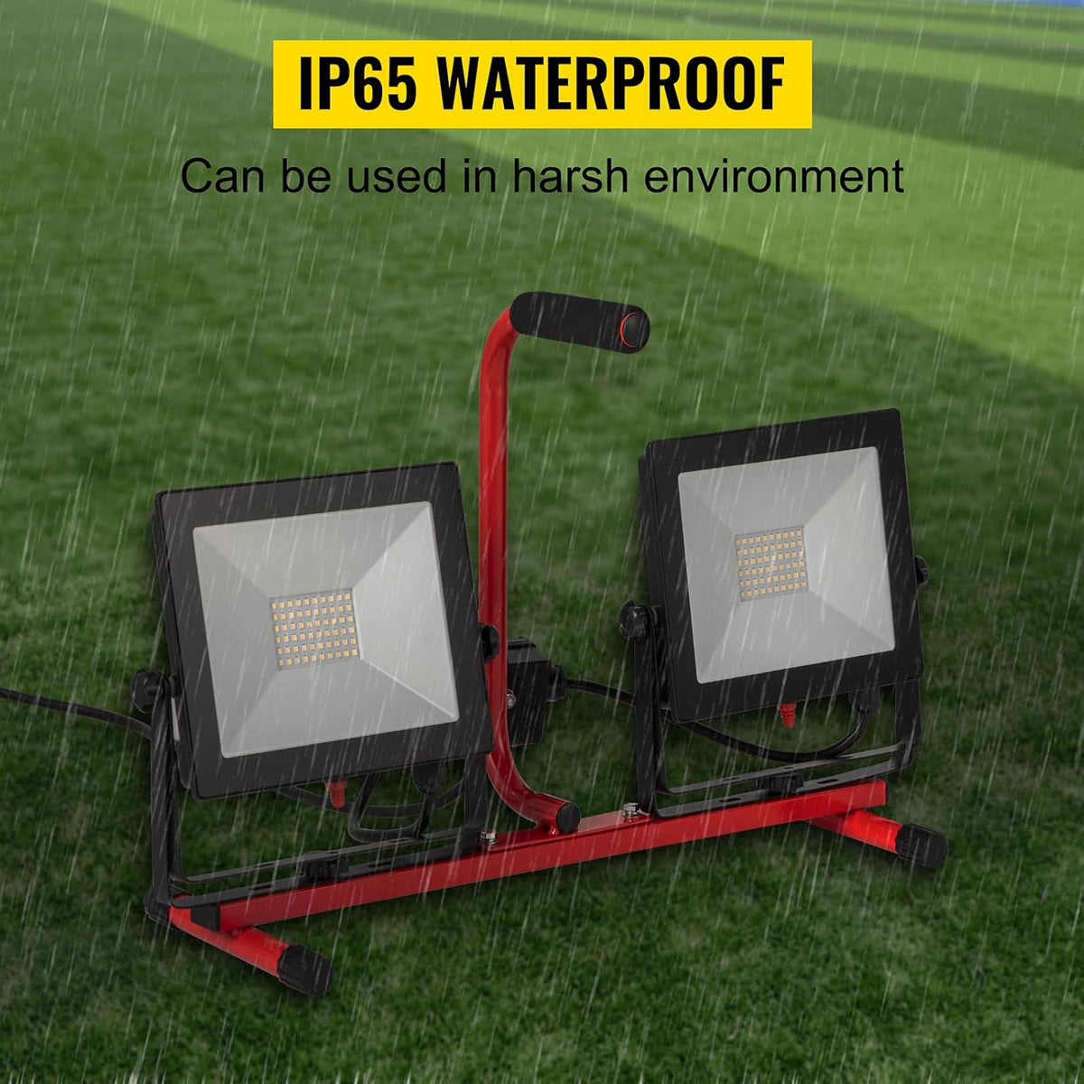 LED Work Light with Stand, 4200 Lumen Dual-head, IP65 Waterproofed, Pack of 2 G408