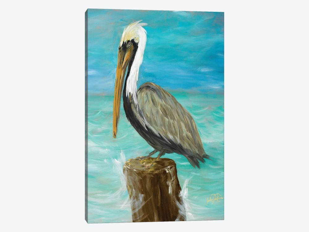 Canvas Wall Decor Prints Single Pelican on Post V32539
