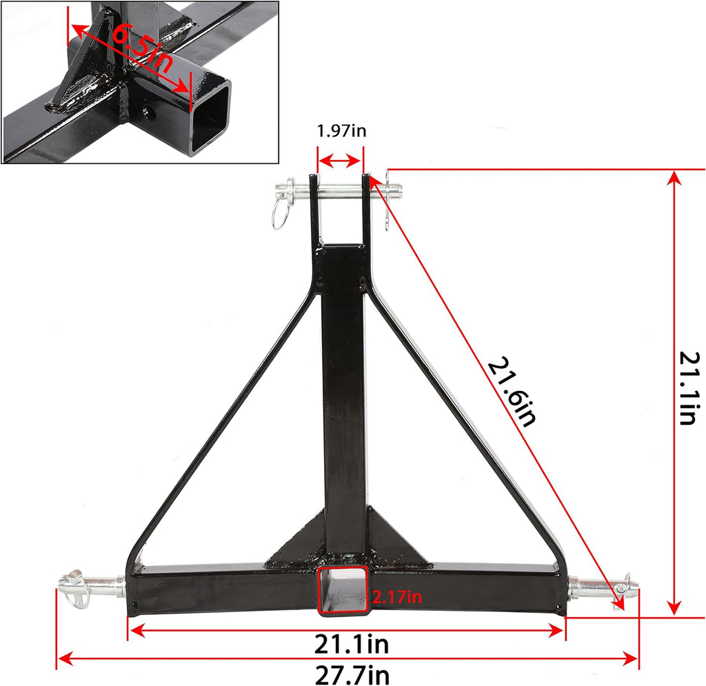 3 Point 2 Receiver Tractor Tow Hitch Drawbar Adapter C8943