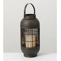 Mocha Lantern with LED Pillar Candle M232