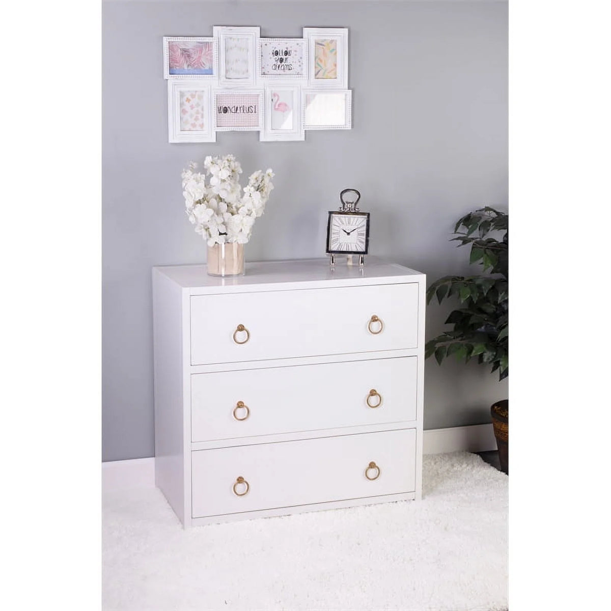 White 3 Drawer Chest L13905