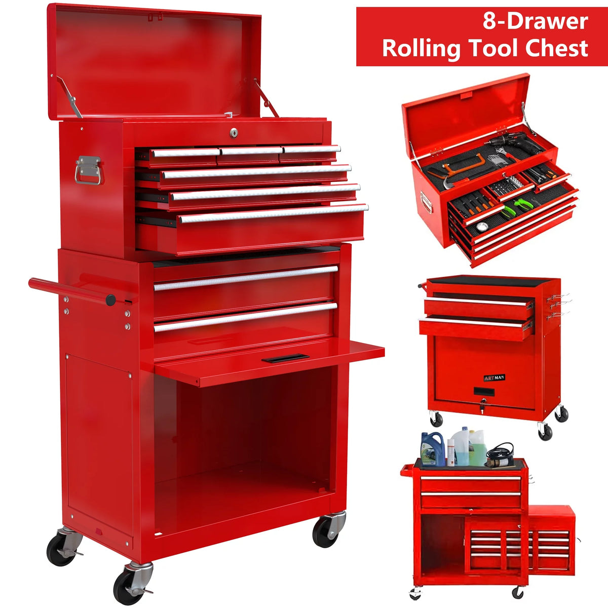Blue 8 Drawer Rolling Tool Box A5467