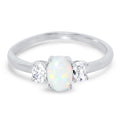 3 Stone Created Opal Ring Size 7 B24123