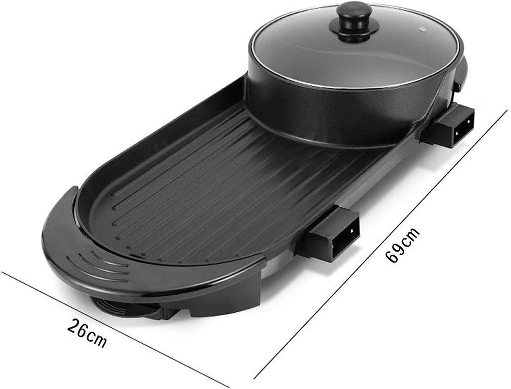 Black Electric Hot Pot and Smokeless BBQ Grill D577