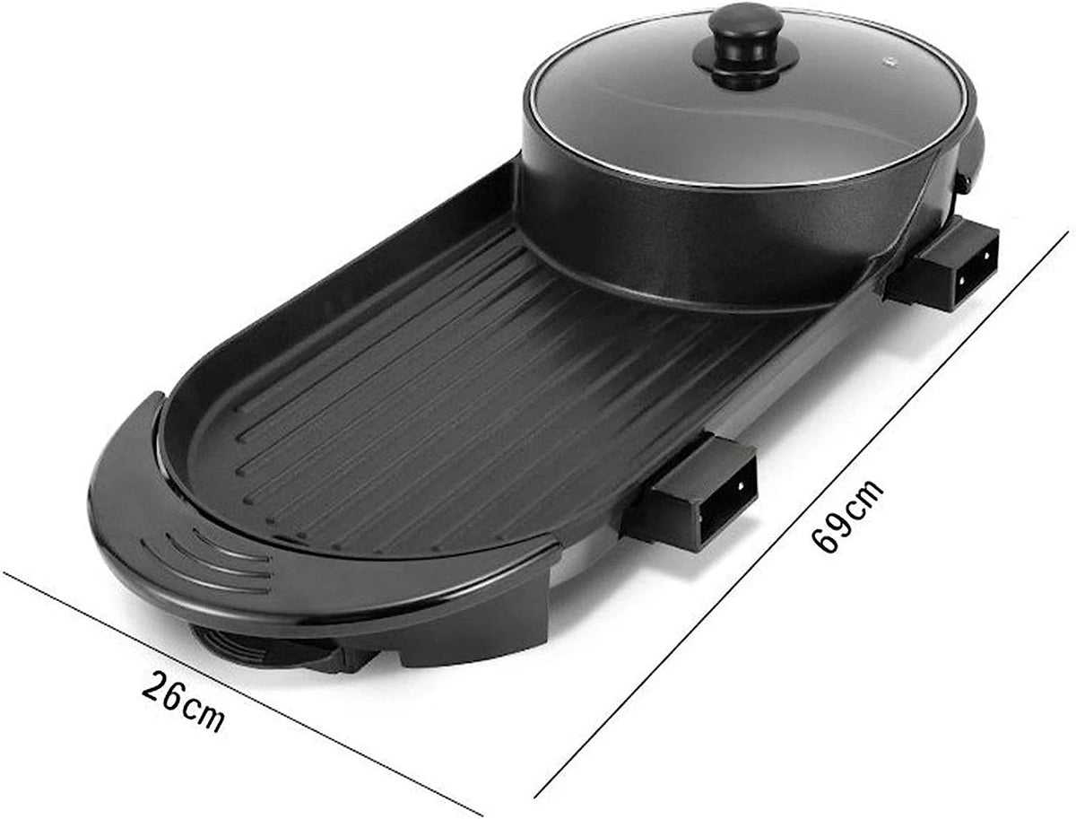 Black Electric Hot Pot and Smokeless BBQ Grill D577