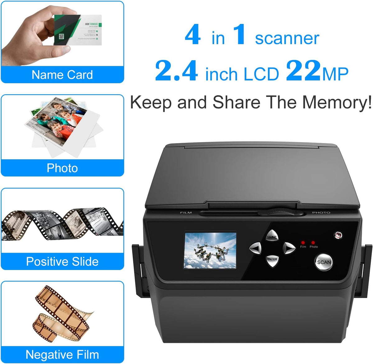 22MP Film & Slide Scanner with 8GB Memory Card Z365645