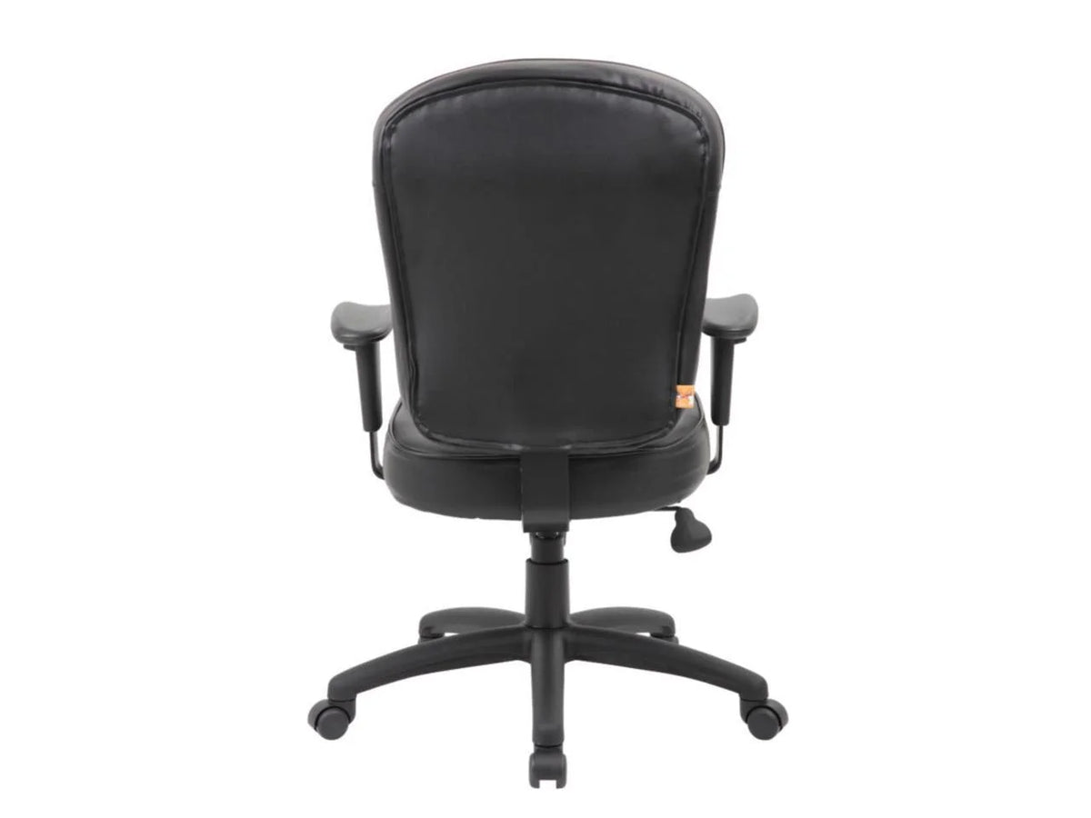 Black Leather Task Chair with Adjustable Arms B240432