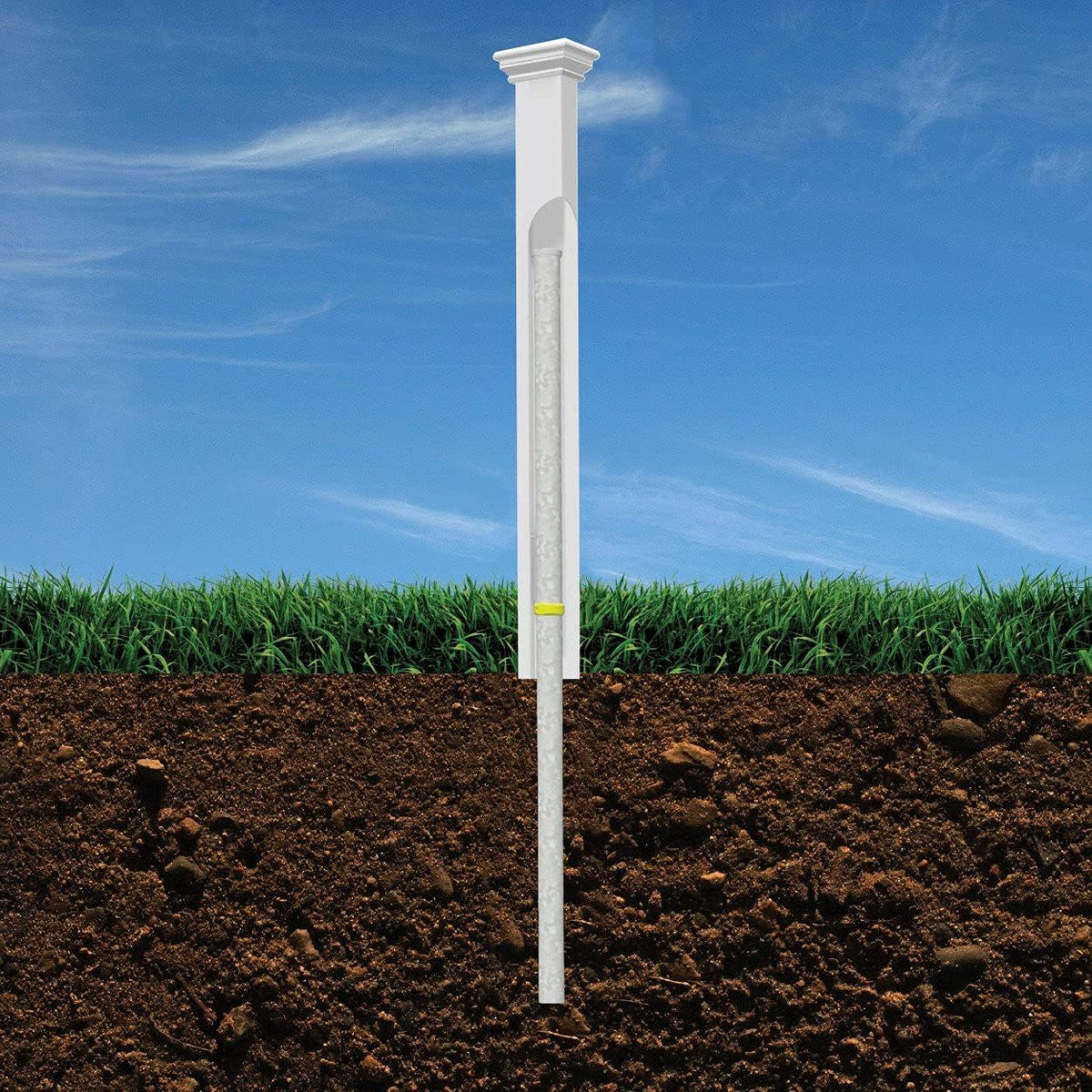 White 3' Tall Vinyl Post W5509