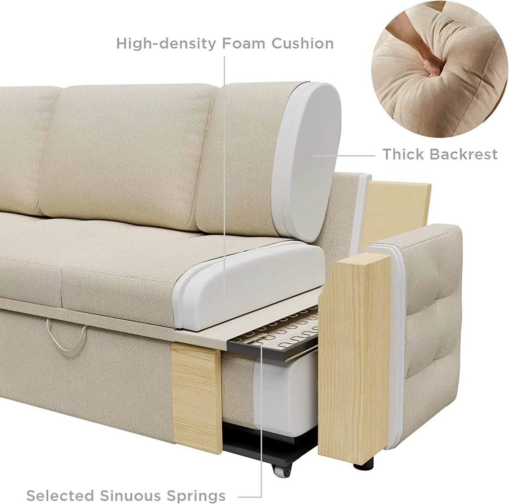 87 Inch Chenille Grey Pull Out Sofa Bed H851712