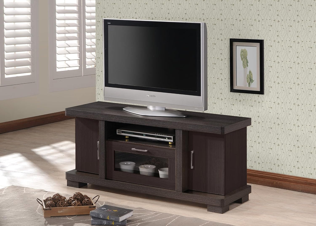 Dark Brown Wood TV Cabinet with 2 Doors H63662