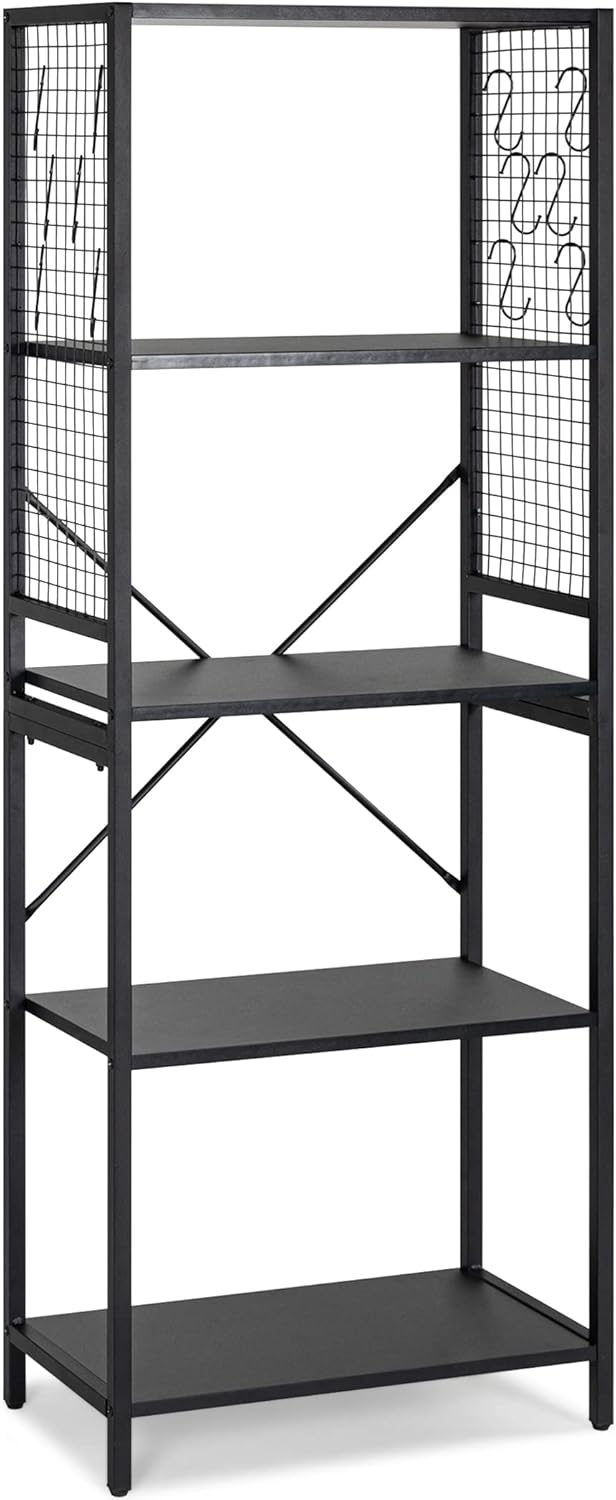Industrial 5-Tier Bookshelf with Rustic Wood and Metal Frame H545738