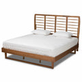 Brown Finished Wood King Size Platform Bed P42576